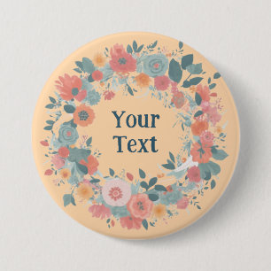 Bóton Redondo 7.62cm Emblema da coroa da Rosa claro etérea