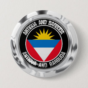 Bóton Redondo 7.62cm Emblema redondo de Antígua e de Barbuda