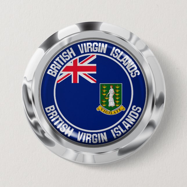 Bóton Redondo 7.62cm Emblema redondo de British Virgin Islands (Frente)
