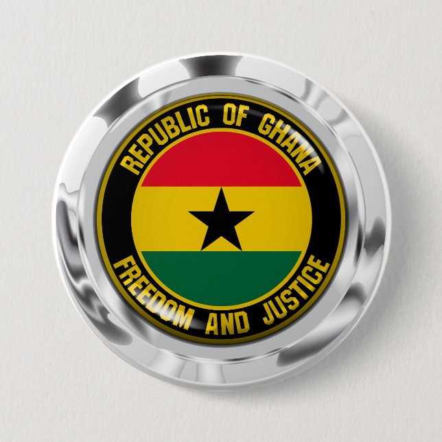 Bóton Redondo 7.62cm Emblema redondo de Ghana (Frente)