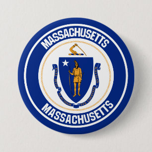 Bóton Redondo 7.62cm Emblema redondo de Massachusetts