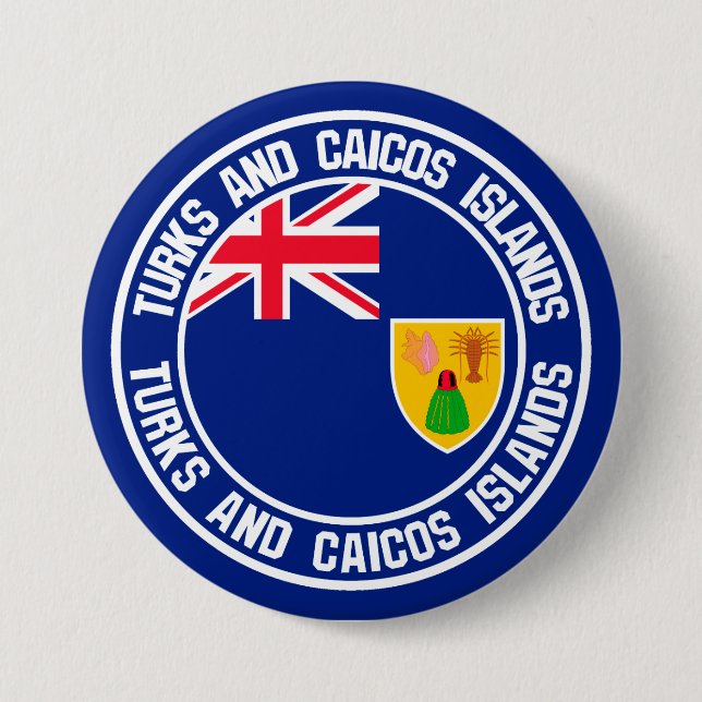 Bóton Redondo 7.62cm Emblema redondo de Turks and Caicos Islands (Frente)