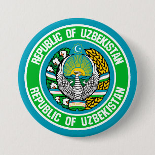 Bóton Redondo 7.62cm Emblema redondo de Uzbekistan