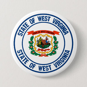 Bóton Redondo 7.62cm Emblema redondo de West Virginia