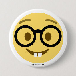 Bóton Redondo 7.62cm Emoji Nerd com gancho e dentes de lebre