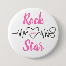 Bóton Redondo 7.62cm Enfermeira Médica Estetoscópio Personalizado de Pu