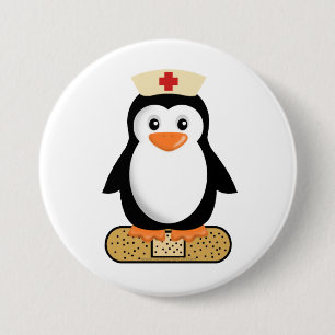 Bóton Redondo 7.62cm Enfermeira Penguin (com Bandaid)
