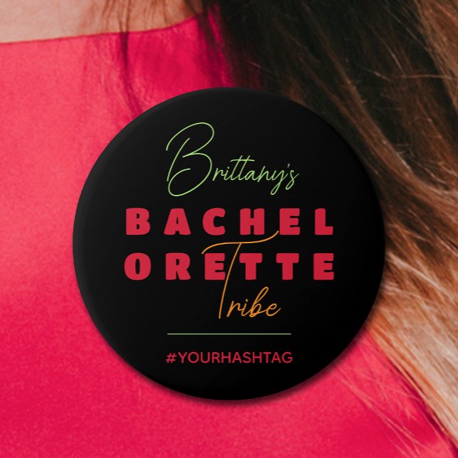 Bóton Redondo 7.62cm Equipe de Despedida de Solteira Hashtag (Personalized Button for her Bachelorette Party)