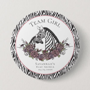 Bóton Redondo 7.62cm Equipe de Safári de Zebra Whimsigoth Menina Floral