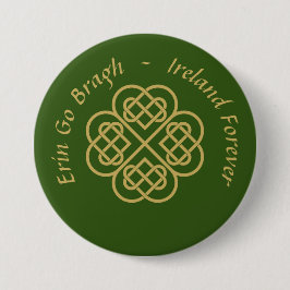 Bóton Redondo 7.62cm Erin Go Bragh Dourado Celta Shamrock