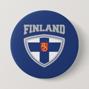 Bóton Redondo 7.62cm Escudo e Emblema da Bandeira da Finlândia