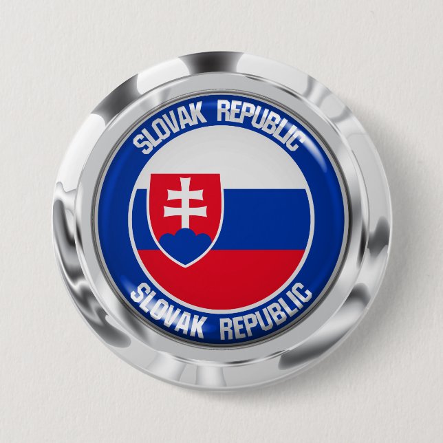 Bóton Redondo 7.62cm Eslováquia Round Emblem (Frente)