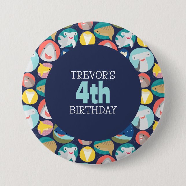 Bóton Redondo 7.62cm Espécies De Tubarões (Frente)