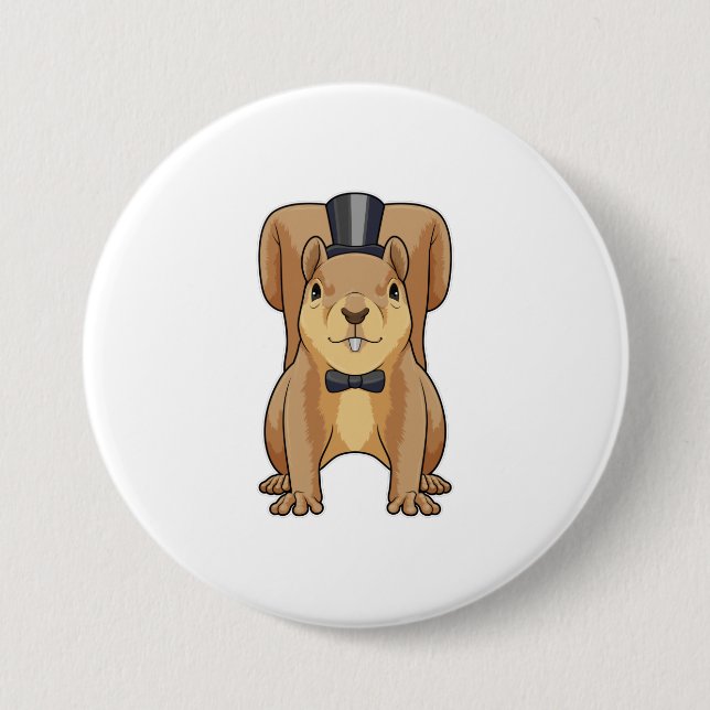 Bóton Redondo 7.62cm Esquilo como Noivo com Terno (Frente)