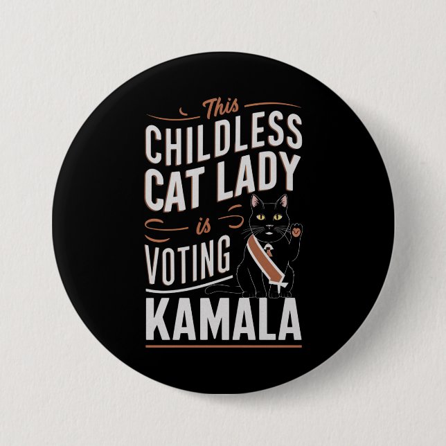 Bóton Redondo 7.62cm Esta Senhora de Gato Infantil Está Votando Kamala (Frente)