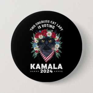 Bóton Redondo 7.62cm Esta Senhora Gata Sem Filhos Está Votando Kamala