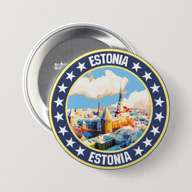 Bóton Redondo 7.62cm Estônia (Frente & Verso)