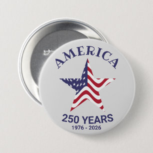 Bóton Redondo 7.62cm Estrela Patriótica Botão 250 Anos Bandeira America
