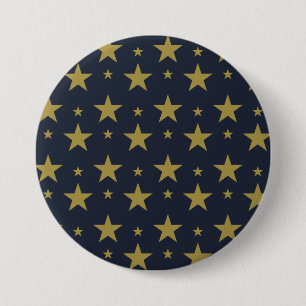 Bóton Redondo 7.62cm Estrelas do ouro em azul Marinho - Elegante e Eter