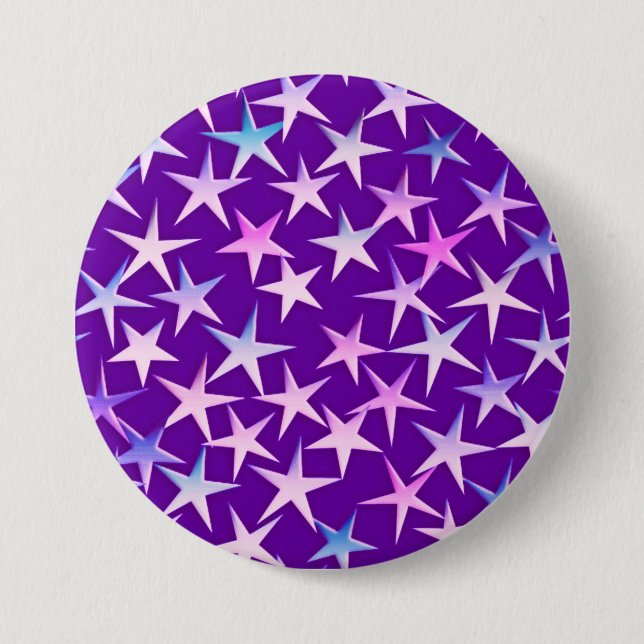 Bóton Redondo 7.62cm Estrelas satíricas, lavanda em roxo (Frente)