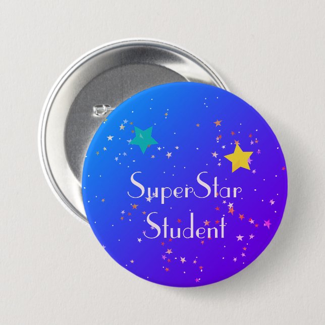 Bóton Redondo 7.62cm Estudante SuperStar com estrelas (Frente & Verso)