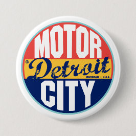 Bóton Redondo 7.62cm Etiqueta do vintage de Detroit