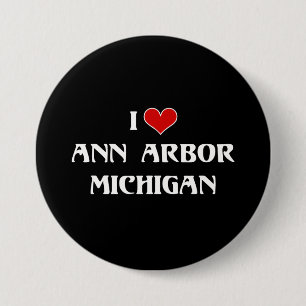 Bóton Redondo 7.62cm Eu Amo Ann Arbor, Michigan