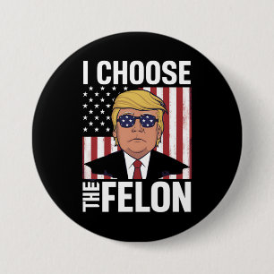 Bóton Redondo 7.62cm Eu Escolho O Criminoso Trump 2024 Patriota Republi