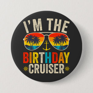 Bóton Redondo 7.62cm Eu sou o Aniversariante da Viagem de Cruzeiro
