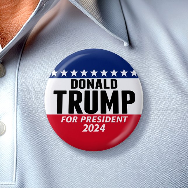 Bóton Redondo 7.62cm Excelente Trump 2024 Keep America - azul vermelho (Trump 2024 Button - Great Campaign and Rally button for the Next Election)