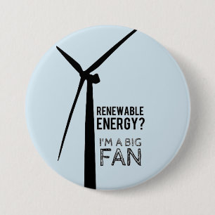 Bóton Redondo 7.62cm Fã grande do botão da energia renovável