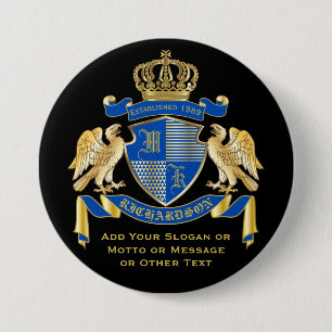 Bóton Redondo 7.62cm Faça seu próprio Casaco de armas emblema azul de á