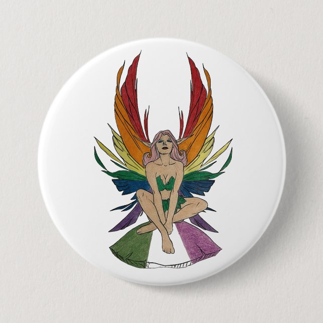 Bóton Redondo 7.62cm Faerie gênero queer (Frente)