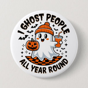Bóton Redondo 7.62cm Fantasma engraçado de Halloween