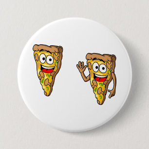 Bóton Redondo 7.62cm Fatias de Pizza de Cogumelo Feliz