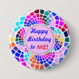 Bóton Redondo 7.62cm Feliz aniversario do mosaico colorido a mim Pin