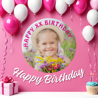 Bóton Redondo 7.62cm Feliz Aniversário Personalizado Nome e Idade da Fo