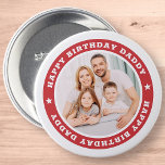 Bóton Redondo 7.62cm Feliz Pai de aniversário Foto personalizada simple<br><div class="desc">Este design simples e moderno é composto por tipografia de serifa e adiciona uma foto personalizada. "Pai Feliz de Aniversário" circula a foto do seu pai,  pai,  pai,  etc. Este é um presente perfeito para seu Pai no aniversário dele.</div>