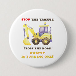 Bóton Redondo 7.62cm Festa de aniversário de Escavador de Caminhão de C