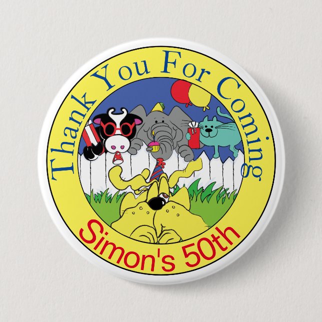Bóton Redondo 7.62cm Festa de aniversário Engraçada De Animais De Festa (Frente)