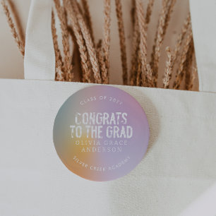 Bóton Redondo 7.62cm Festa de formatura de fotos rosa-rosa do arco-íris