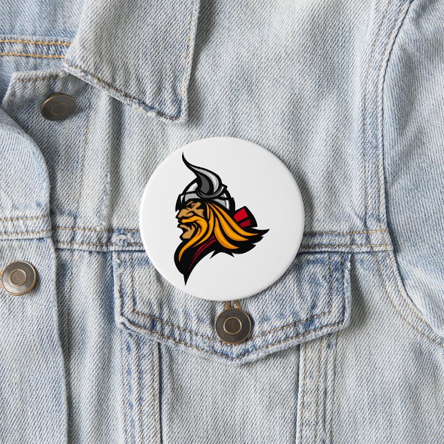 Bóton Redondo 7.62cm Fierk Viking Head Norse Helmet e Beard (Criador carregado)