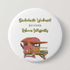 Bóton Redondo 7.62cm Fim de Semana do Salvamento de Vida Rosa Vibes