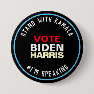 Bóton Redondo 7.62cm Fique com Kamala, estou falando com BIDEN HARRIS