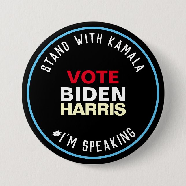 Bóton Redondo 7.62cm Fique com Kamala, estou falando de BIDEN HARRIS (Frente)
