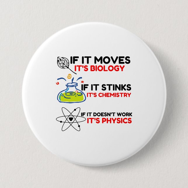 Bóton Redondo 7.62cm FÍSICA DA QUÍMICA BIOLÓGICA DA Ciência (Frente)
