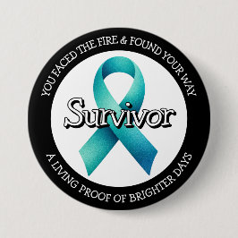 Bóton Redondo 7.62cm Fita de conscientização azul turquesa da Survivor 