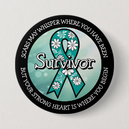 Bóton Redondo 7.62cm Fita de conscientização Teal Survivor SA