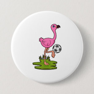 Bóton Redondo 7.62cm Flamingo como jogador de futebol com futebol