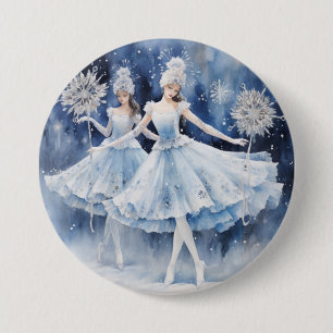 Bóton Redondo 7.62cm Flocos de Neve do Ballet O Quebra-Nozes